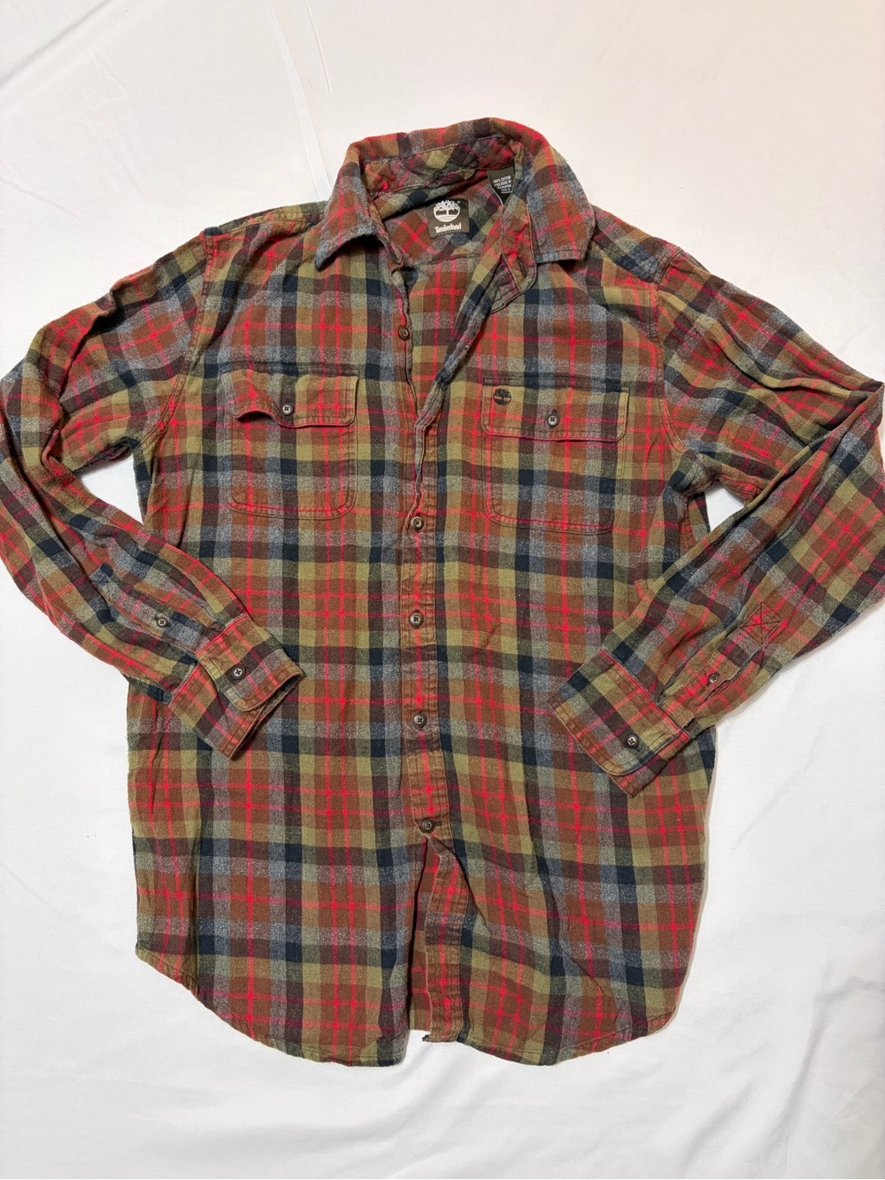 Timberland Mens Plaid Flannel Shirt Medium Long Sleeve Cotton Gorpcore Fall